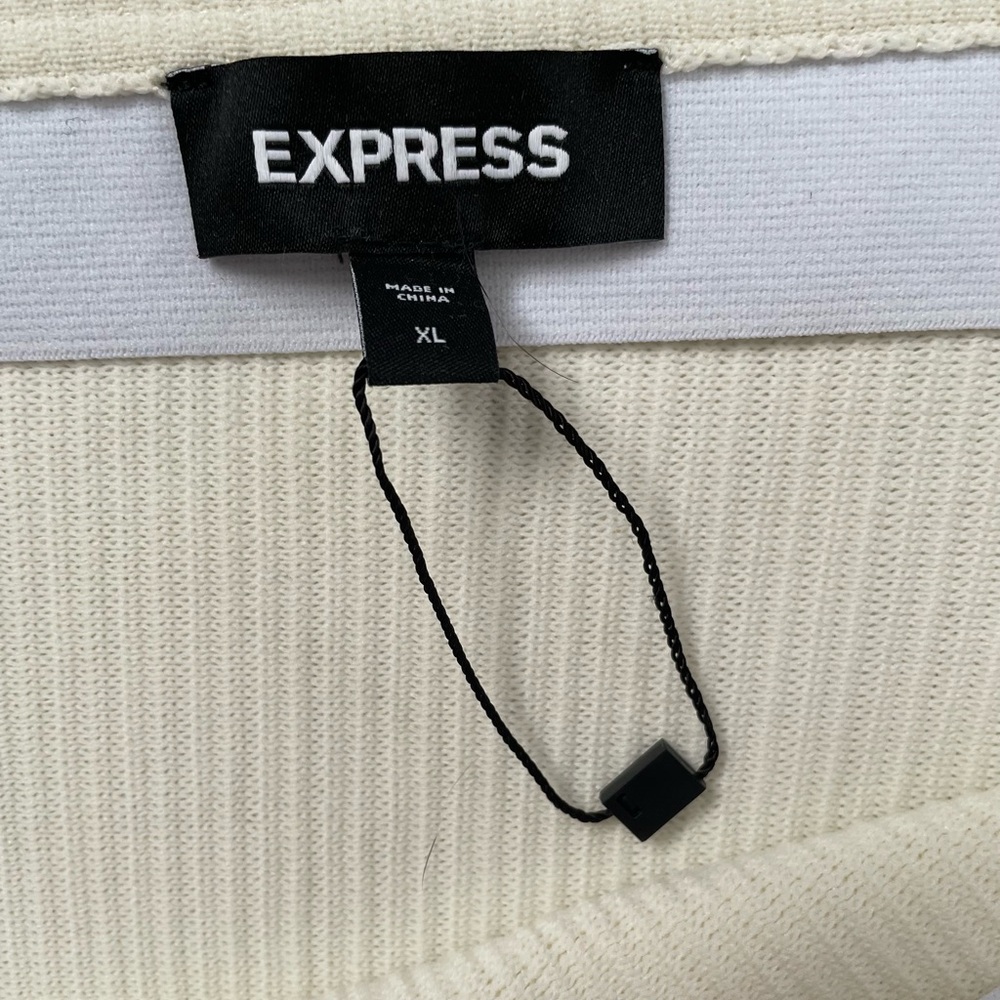 Express Women’s Fringe Skirt Size XL New Without Tags Ivory Stretch Statement - Picture 6 of 6